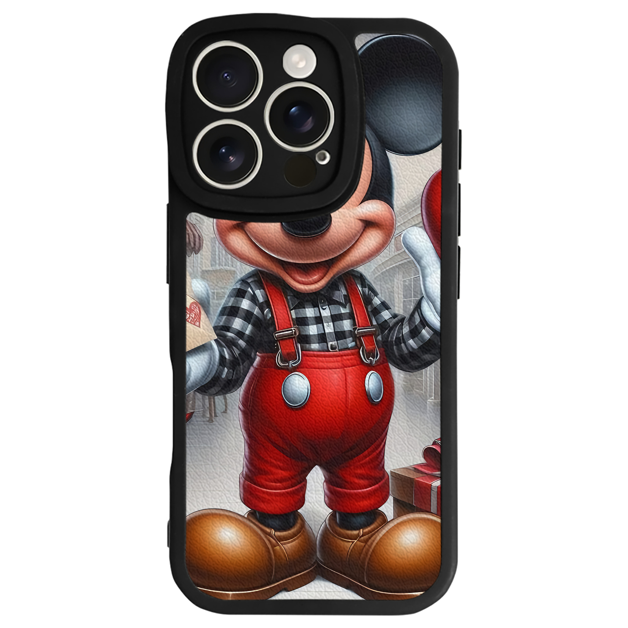 （画像用） ミッキーマウス Mickey Mouse 【iPhone 16シリーズ対応】シリコンスマホケース（レザー調） 材質：シリコン